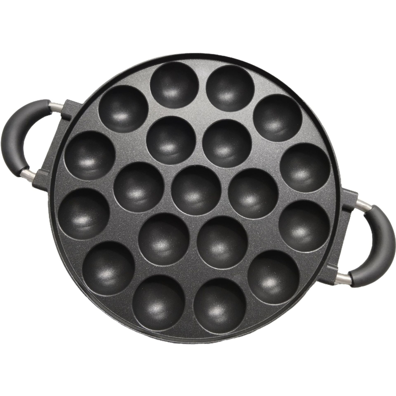 Tavă antiaderentă cu 7 găuri pentru Takoyaki, aluminiu, găuri rotunde