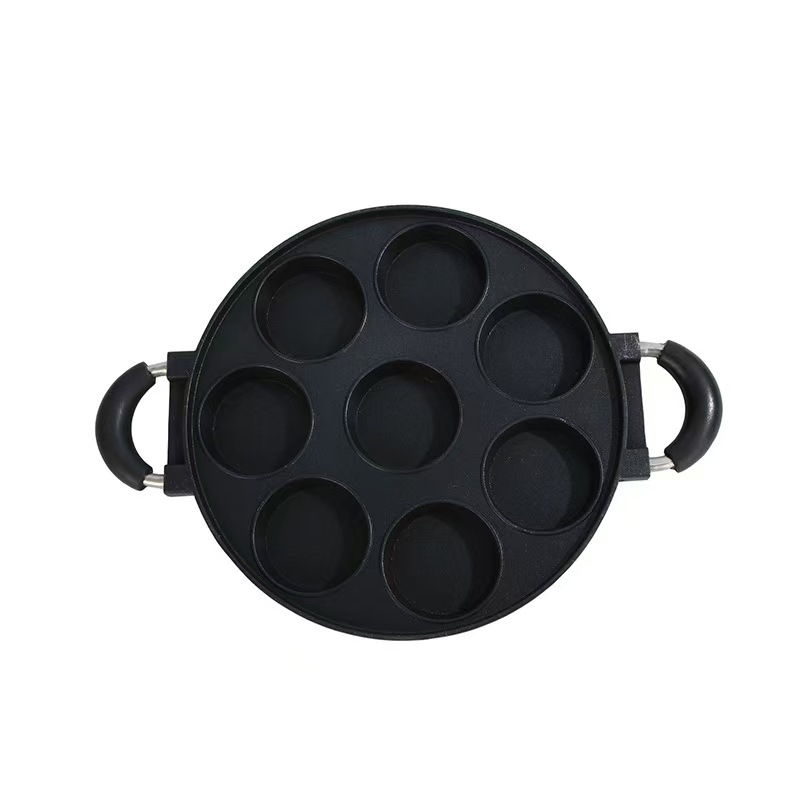 Tavă antiaderentă cu 7 găuri pentru Takoyaki, aluminiu, găuri rotunde