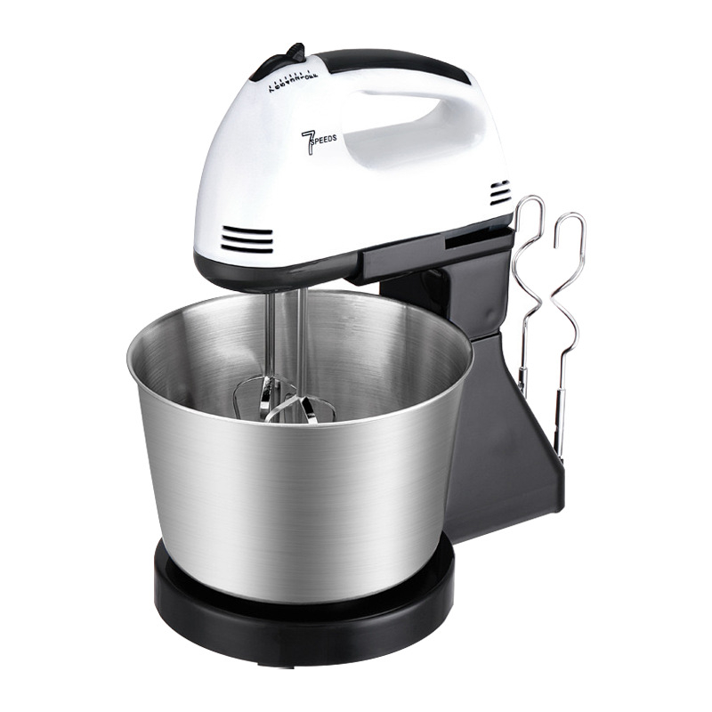 Mixer electric pentru ouă, uz casnic, cu bol din oțel inoxidabil, pentru albușuri, lapte și aluat pentru cofetărie, 7 trepte de viteză