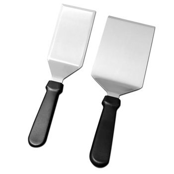 Spatulă din oțel inoxidabil cu mâner din plastic, pentru BBQ și teppanyaki, spatulă triunghiulară pentru fripturi