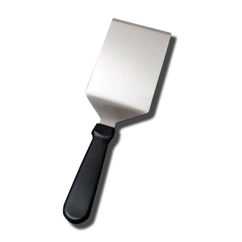 Spatulă din oțel inoxidabil cu mâner din plastic, pentru BBQ și teppanyaki, spatulă triunghiulară pentru fripturi