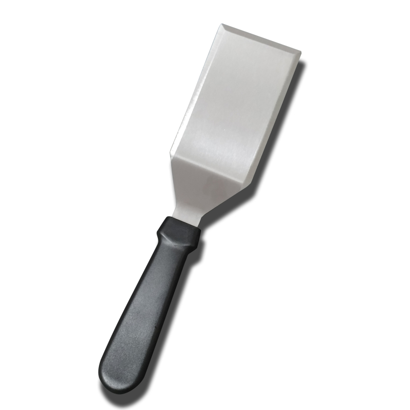 Spatulă din oțel inoxidabil cu mâner din plastic, pentru BBQ și teppanyaki, spatulă triunghiulară pentru fripturi