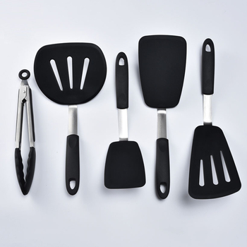 Set de ustensile din silicon pentru bucătărie, 5 piese, spatule antiaderente și spatulă pentru pește cu găuri