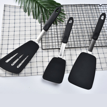 Set de ustensile din silicon pentru bucătărie, 5 piese, spatule antiaderente și spatulă pentru pește cu găuri
