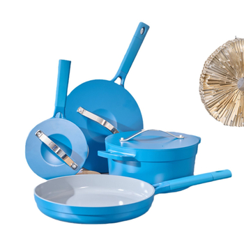 Set de vase antiaderente, patru piese: oală pentru lapte 16 cm, oală pentru supă 24 cm, tigaie adâncă 26 cm, tigaie plată 28 cm