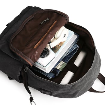 Studentski platneni ruksak, casual, unisex, retro stil, za 15,6-inčni laptop