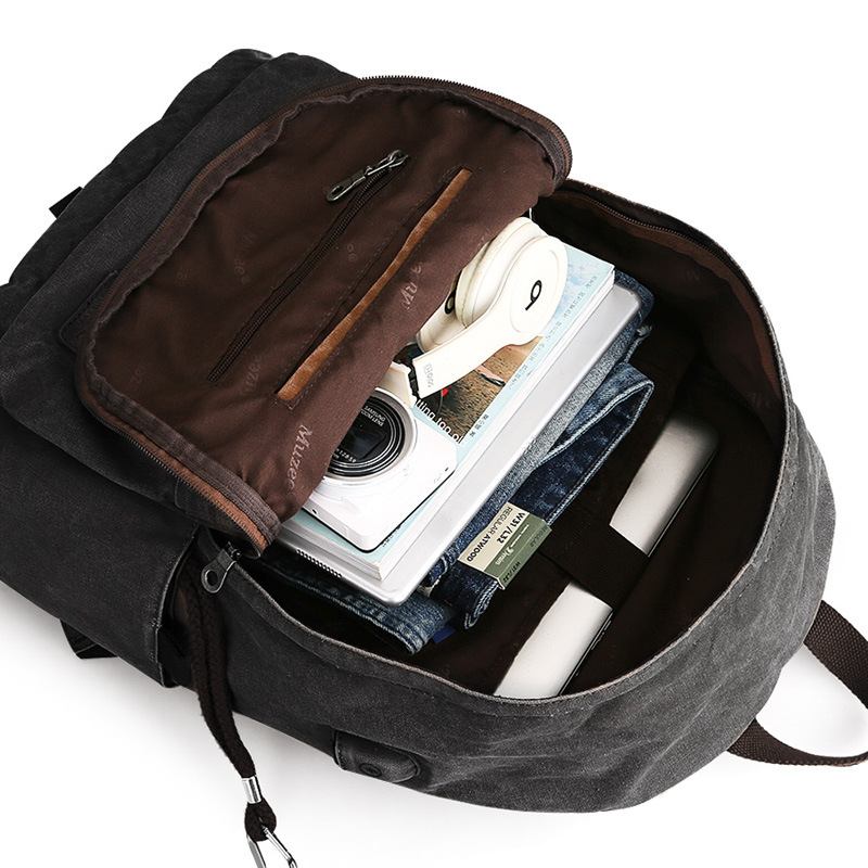 Studentski platneni ruksak, casual, unisex, retro stil, za 15,6-inčni laptop