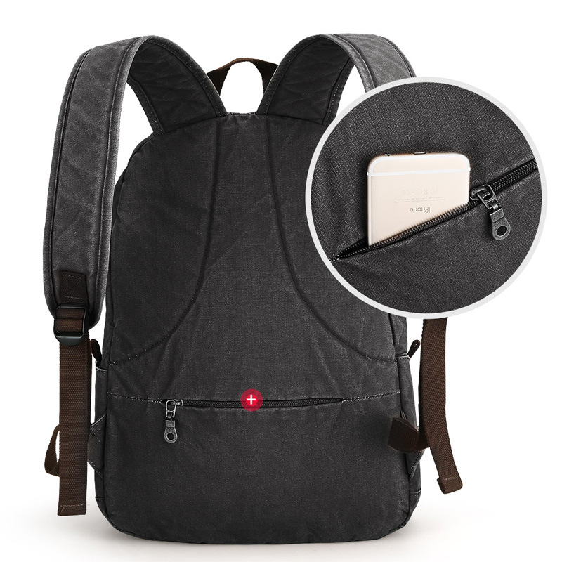 Studentski platneni ruksak, casual, unisex, retro stil, za 15,6-inčni laptop