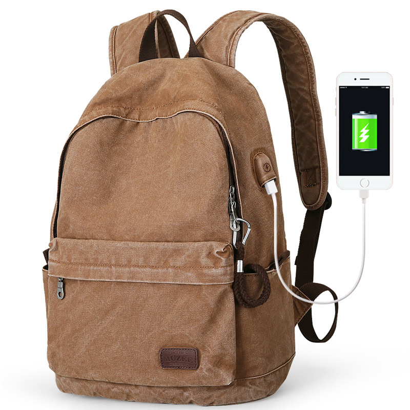 Studentski platneni ruksak, casual, unisex, retro stil, za 15,6-inčni laptop