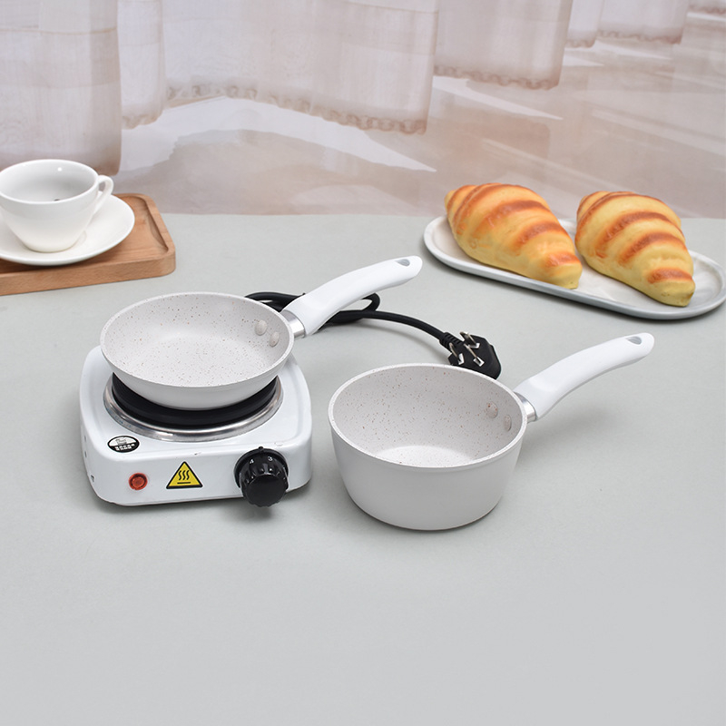 Set de oale pentru hrana de bebe cu tigaie mică și oală de lapte, antiaderent din aluminiu, capac de sticlă