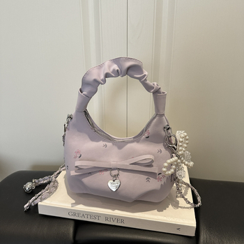 Ženska plisirana torba s cvjetnim uzorkom, ramena/crossbody dizajn, korejskog stila, novi model 2026