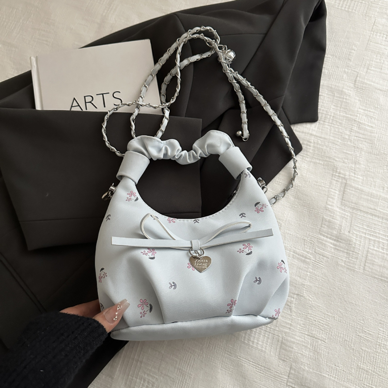 Ženska plisirana torba s cvjetnim uzorkom, ramena/crossbody dizajn, korejskog stila, novi model 2026