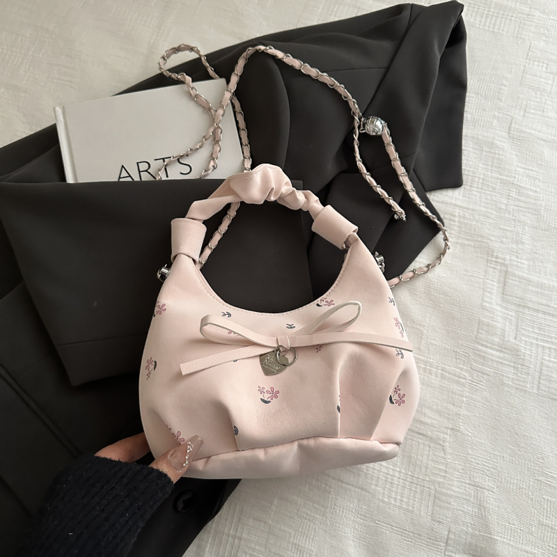 Ženska plisirana torba s cvjetnim uzorkom, ramena/crossbody dizajn, korejskog stila, novi model 2026