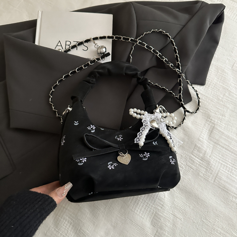 Ženska plisirana torba s cvjetnim uzorkom, ramena/crossbody dizajn, korejskog stila, novi model 2026