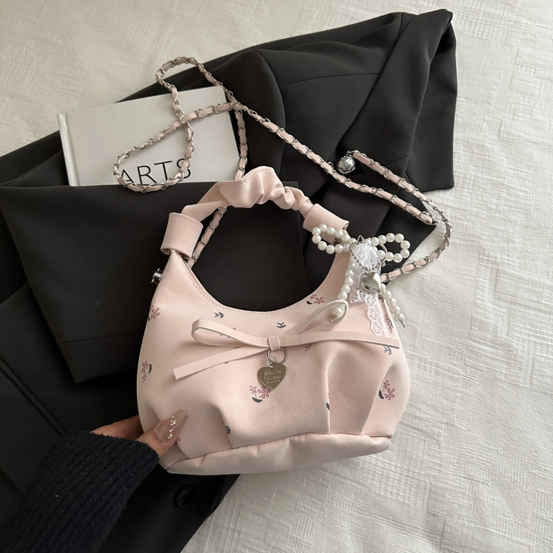 Ženska plisirana torba s cvjetnim uzorkom, ramena/crossbody dizajn, korejskog stila, novi model 2026