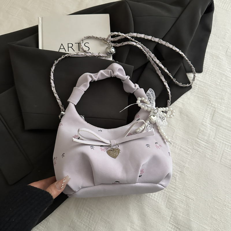 Ženska plisirana torba s cvjetnim uzorkom, ramena/crossbody dizajn, korejskog stila, novi model 2026
