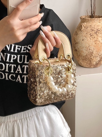 Mini torbica s pjaticama, inspirirana Dianom, lagana luksuzna večernja torba, s remenom za rame ili crossbody
