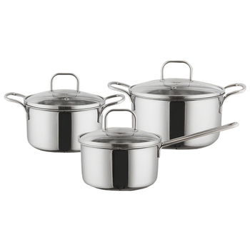 Set de vase din oțel inoxidabil, 3 piese, cu fund dublu gros, include oală de supă și oală de lapte, oțel inoxidabil 304