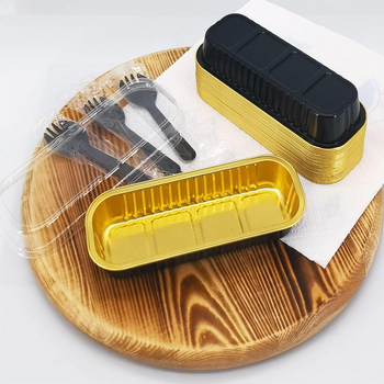 Cutie dreptunghiulară din folie de aluminiu, 200 ml, pentru grătar și picnic, cutie de prânz pentru livrare, dimensiuni 165 × 65 mm, grosime 8 µm, cutie pentru durian