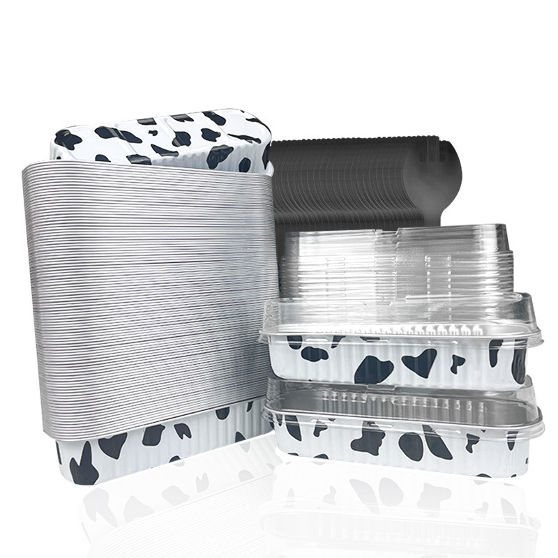 Cutie dreptunghiulară din folie de aluminiu, 200 ml, pentru grătar și picnic, cutie de prânz pentru livrare, dimensiuni 165 × 65 mm, grosime 8 µm, cutie pentru durian