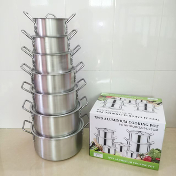 Set de oale din aluminiu, 14 piese, 16-28 cm, finisaj sablat, cu capace, stil occidental