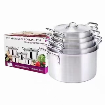 Set de oale din aluminiu, 14 piese, 16-28 cm, finisaj sablat, cu capace, stil occidental