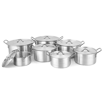 Set de oale din aluminiu, 14 piese, 16-28 cm, finisaj sablat, cu capace, stil occidental