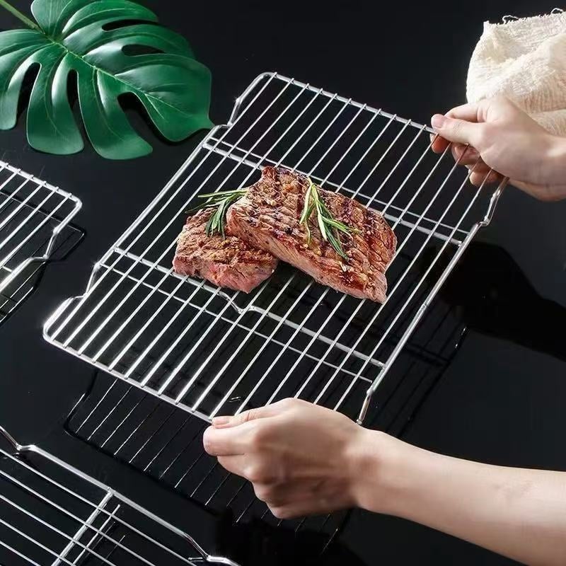Grilă pătrată din oțel inoxidabil, plasă cu drenaj și separator de grăsimi, pentru coacere, răcire prăjituri și pâine