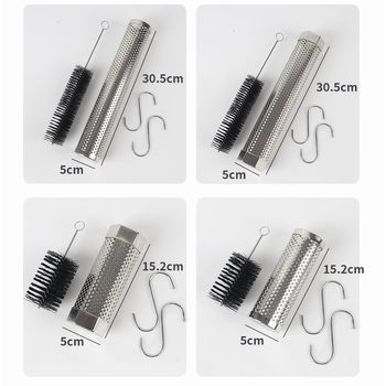Tub de fum pentru BBQ exterior, 12 inch, din oțel inoxidabil 304, filtru de fum respirabil, de calitate alimentară