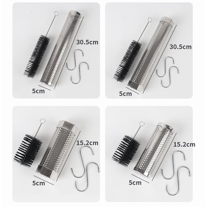 Tub de fum pentru BBQ exterior, 12 inch, din oțel inoxidabil 304, filtru de fum respirabil, de calitate alimentară