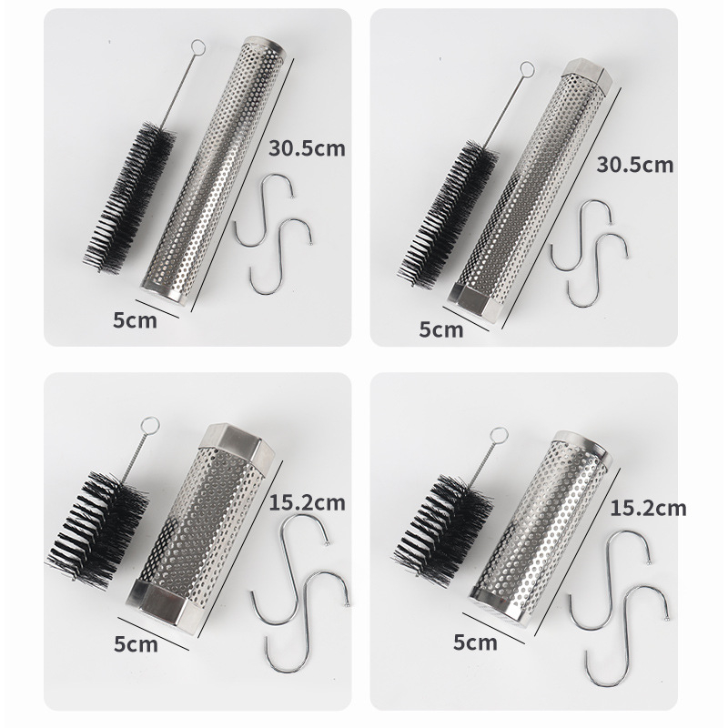 Tub de fum pentru BBQ exterior, 12 inch, din oțel inoxidabil 304, filtru de fum respirabil, de calitate alimentară