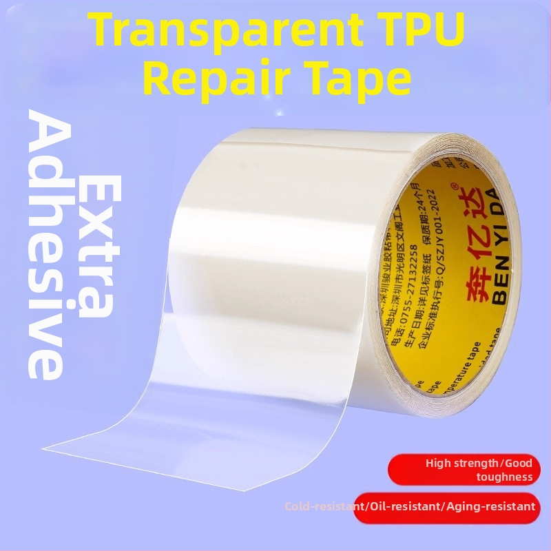 TPU priehľadná opravná náplasť na textílie: plachta, plášť do dažďa, stan, dážď, bunda, sedačka, sedadlo elektromobilu, vodeodolné nohavice na plávanie