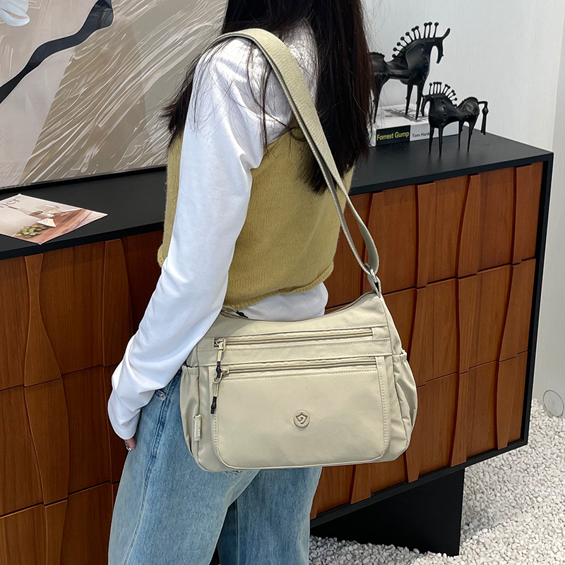 Jierangshi višeslojna platnena crossbody torba za žene, casual, ultra lagana, velikog kapaciteta