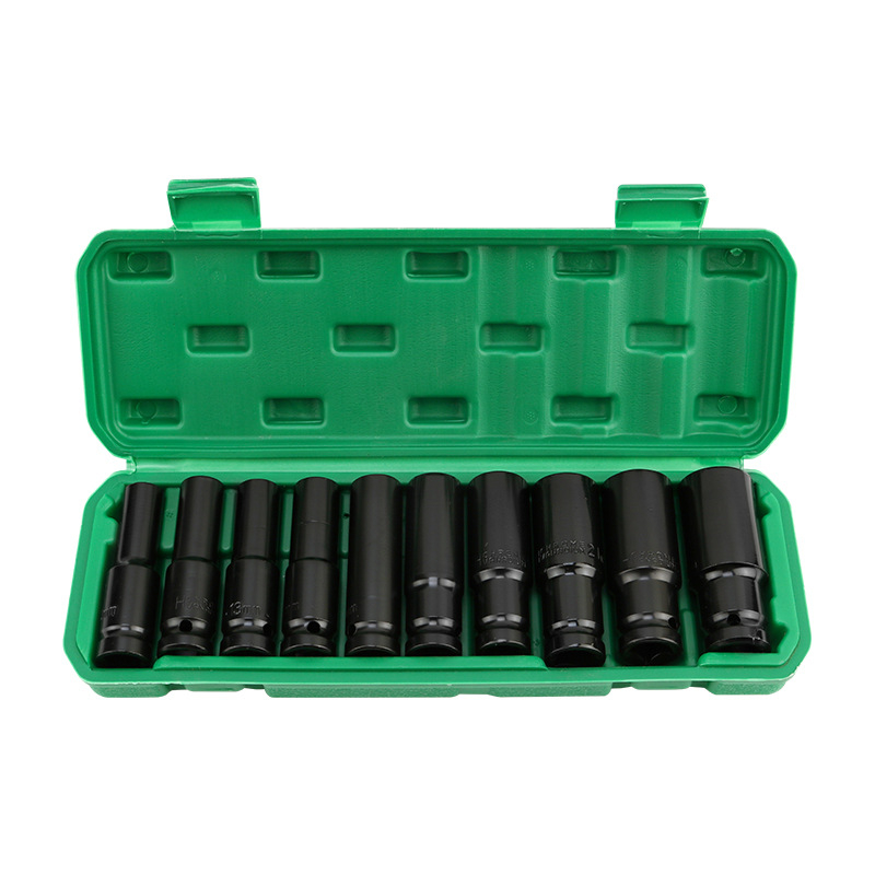Set de 10 piese, ansamblu pneumatic extins pentru socluri, cu 1/2 inch cuplă, finisaj negru electroplacat, CR-V material, pentru reparații auto