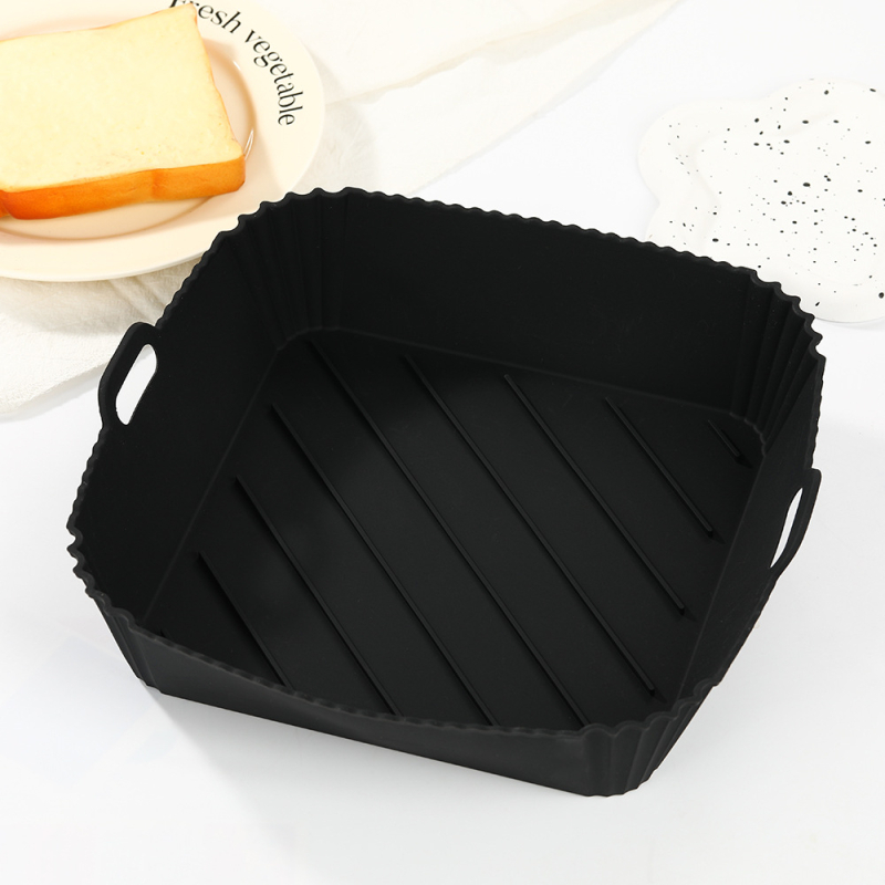 Tavă pătrată din silicon pentru air fryer, cuptor cu microunde și cuptor – covoraș de copt pentru pui