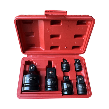 Set de adaptoare pneumatice, 6 piese, în cutie roșie, adaptoare 1/2–3/4, universal pentru reparații auto.