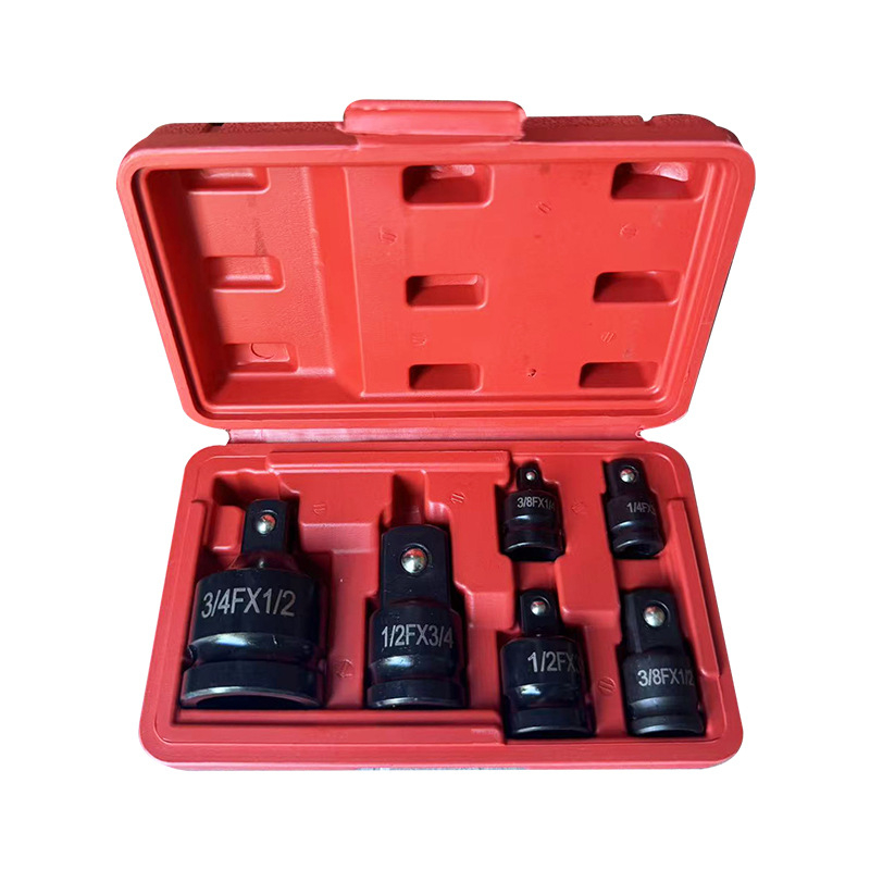 Set de adaptoare pneumatice, 6 piese, în cutie roșie, adaptoare 1/2–3/4, universal pentru reparații auto.