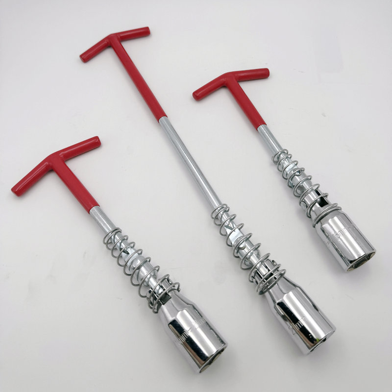 Cheie pentru bujii cu soclu – instrument de demontare și montaj pentru reparații auto, soclu universal hexagonal în formă de T, oțel cu carbon înalt, acoperire din plastic