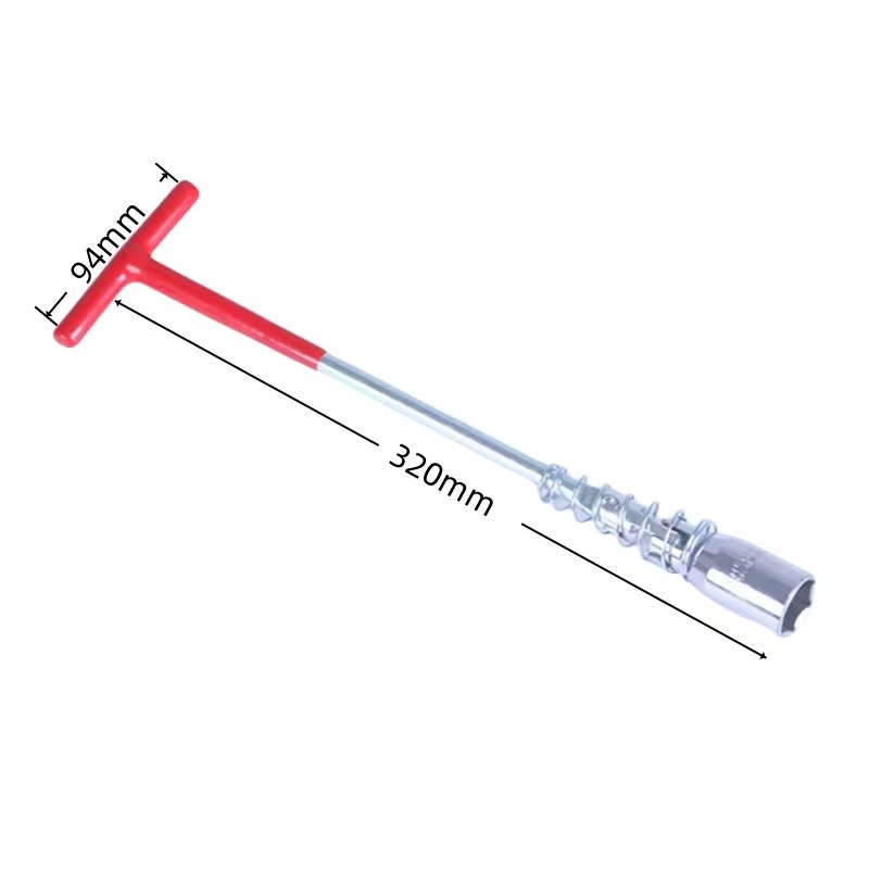 Cheie pentru bujii cu soclu – instrument de demontare și montaj pentru reparații auto, soclu universal hexagonal în formă de T, oțel cu carbon înalt, acoperire din plastic