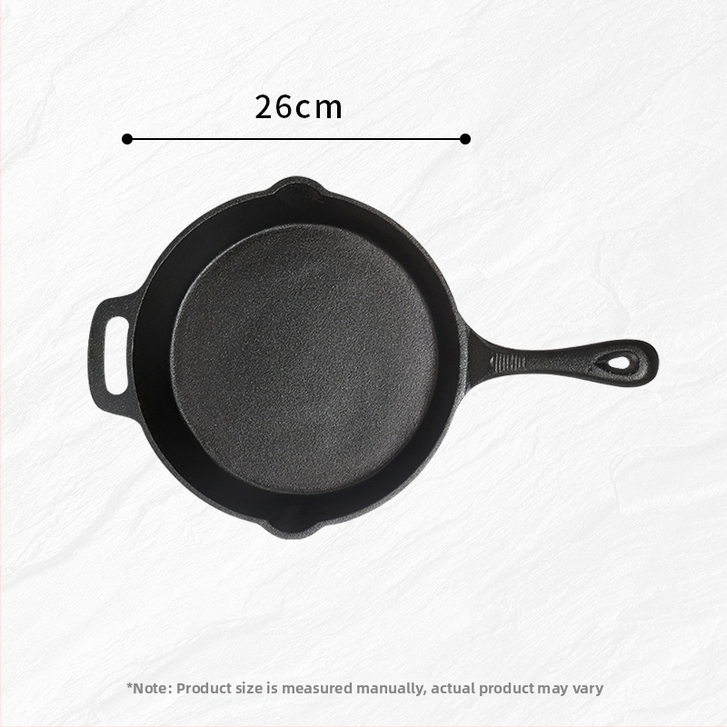 Tigaie din fontă cu mâneri laterale, 10–12 inch, bază plată, neacoperită, pentru clătite