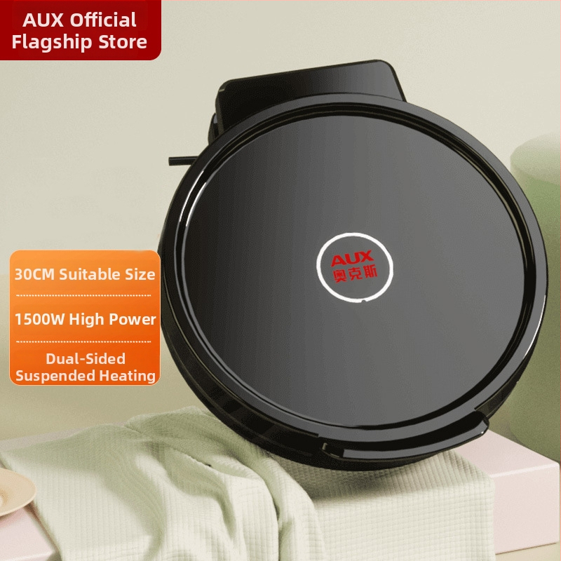AUX tigaie electrică pentru clătite, uz casnic, încălzire pe ambele părți, tigaie adâncă pentru mic dejun, diametrul 29–31 cm, 2–3 porții, tigălie multifuncțională pentru clătite
