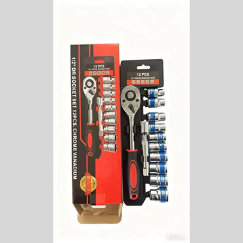 Set cromat de 12 piese, chei cu clichet și set de capete pentru reparații casnice și auto