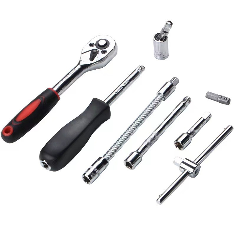 Set de unelte cu 46 de piese, cu prindere de 1/4, ratchet mic, șurubelniță și chei pentru reparații auto