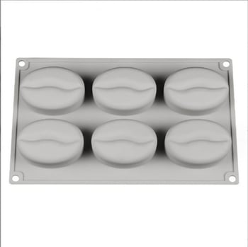Formă din silicon pentru prăjituri cu 6 cavități în formă de bob de cafea; matriță din silicon pentru săpun; matriță pentru săpunuri prin proces rece; DIY coacere