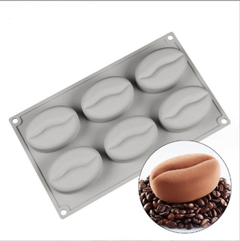 Formă din silicon pentru prăjituri cu 6 cavități în formă de bob de cafea; matriță din silicon pentru săpun; matriță pentru săpunuri prin proces rece; DIY coacere