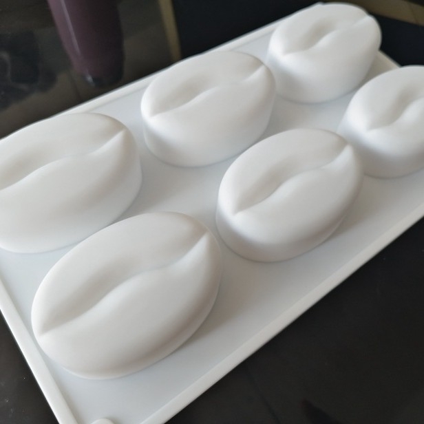 Formă din silicon pentru prăjituri cu 6 cavități în formă de bob de cafea; matriță din silicon pentru săpun; matriță pentru săpunuri prin proces rece; DIY coacere