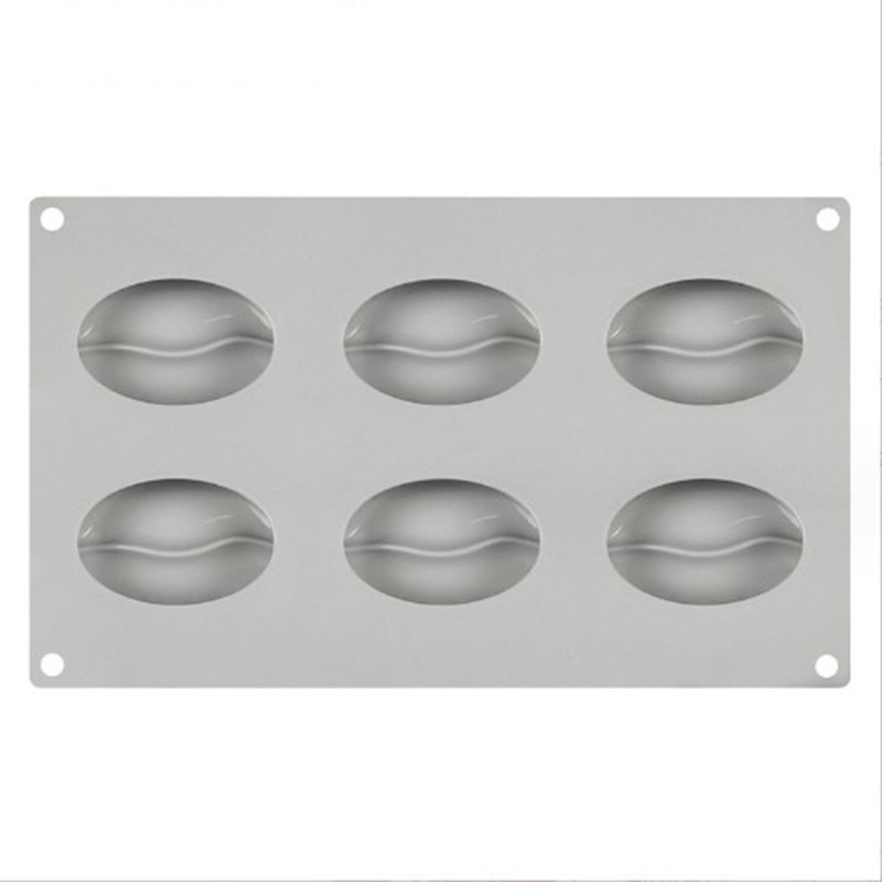 Formă din silicon pentru prăjituri cu 6 cavități în formă de bob de cafea; matriță din silicon pentru săpun; matriță pentru săpunuri prin proces rece; DIY coacere