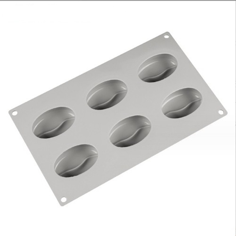 Formă din silicon pentru prăjituri cu 6 cavități în formă de bob de cafea; matriță din silicon pentru săpun; matriță pentru săpunuri prin proces rece; DIY coacere