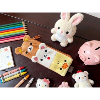 Rilakkuma penar lung din pluș, organizator portabil creativ, cu capacitate mare