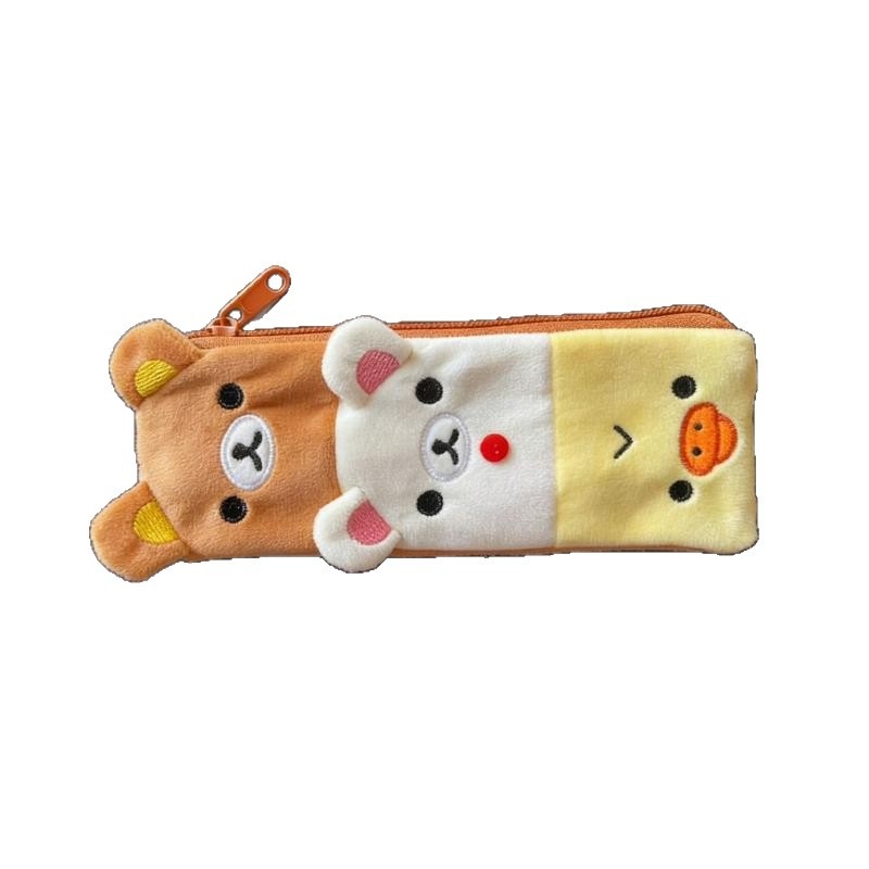 Rilakkuma penar lung din pluș, organizator portabil creativ, cu capacitate mare